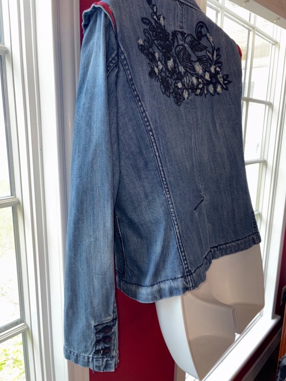 Princy by Jessica Simpson jean denim jacket Y2K Distressed Preppy, Thrashed - Picture 7 of 16
